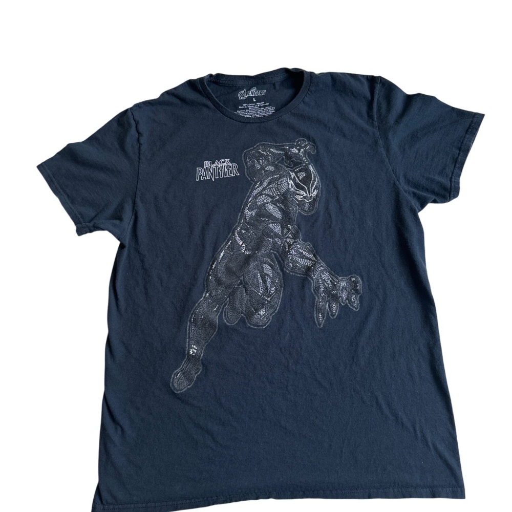 Marvel Comics Black Panther Black Graphic Tee T-Shirt Wakanda Forever Size L
